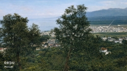 1940’lı yıllarda Foto Temel Uzlu’nun Boztepe’nin eteklerinde ağaçların arasında çektiği ilginç bir Ordu manzarası…